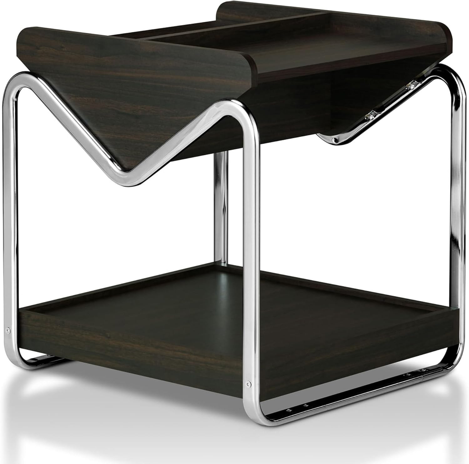 Nolan Glam 22″ End Table with Open Shelf in Wenge Brown for Any Room
