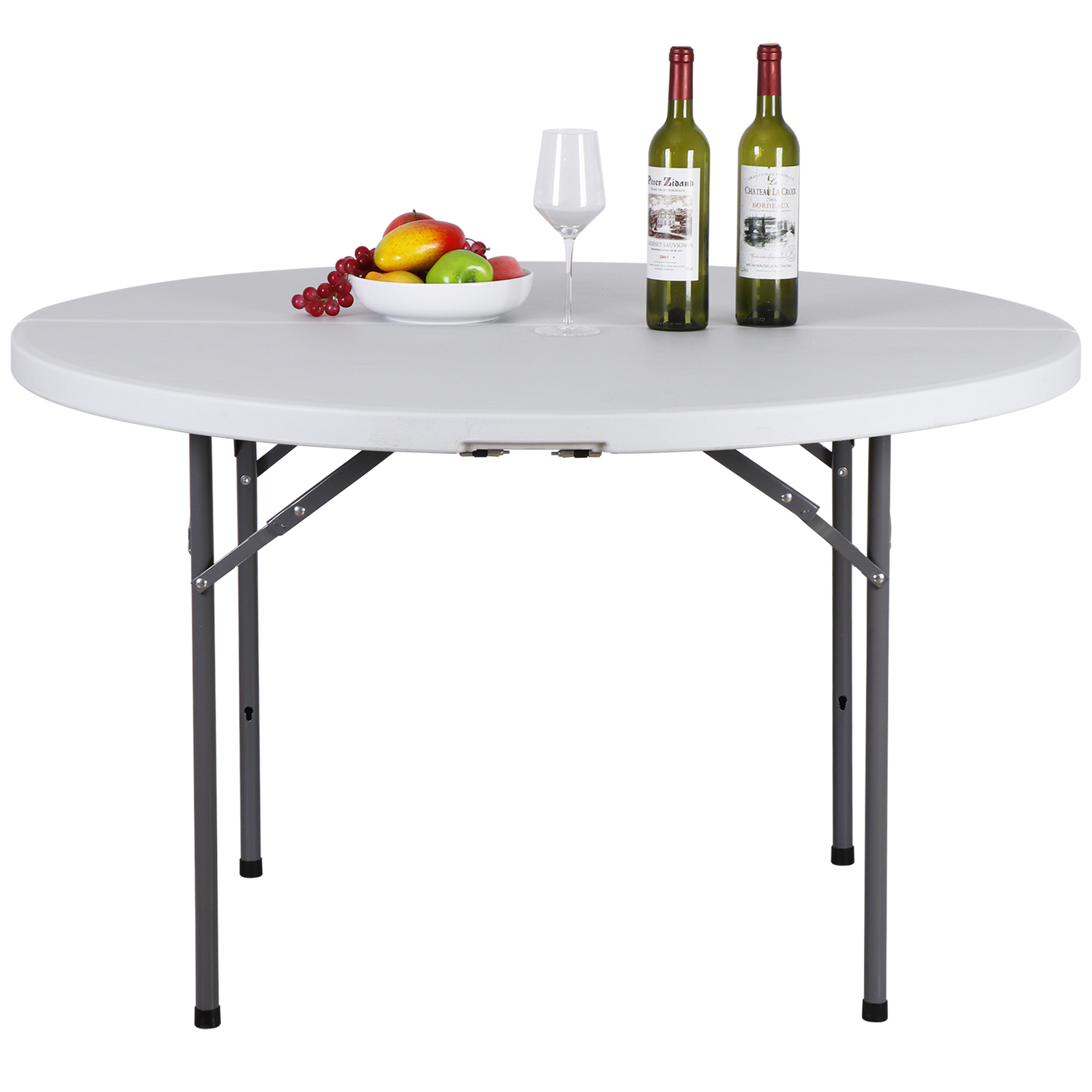 2PCS 4ft Craft Camping and Utility Folding Carry Table White Height Adjustable