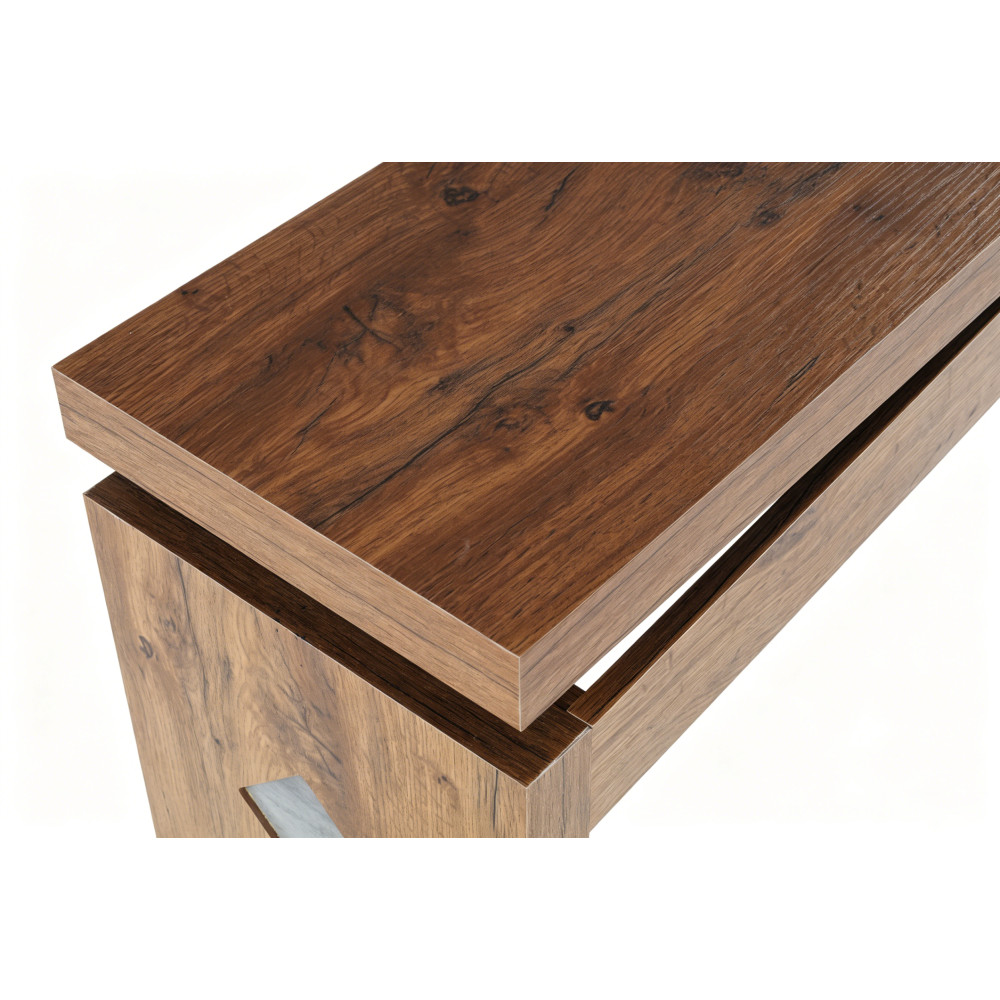 Slim Console Table with Geometric Inlay, Modern Entryway Sofa Table for Hallway