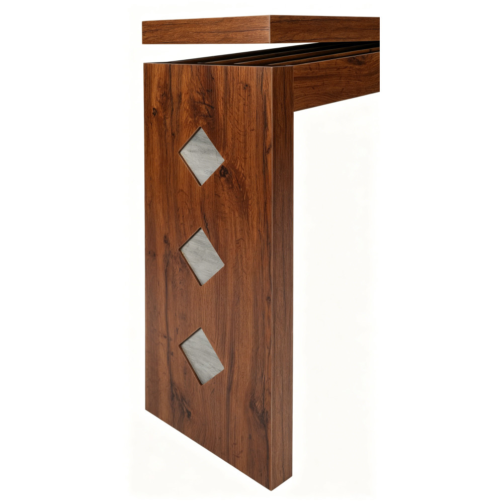 Slim Console Table with Geometric Inlay, Modern Entryway Sofa Table for Hallway