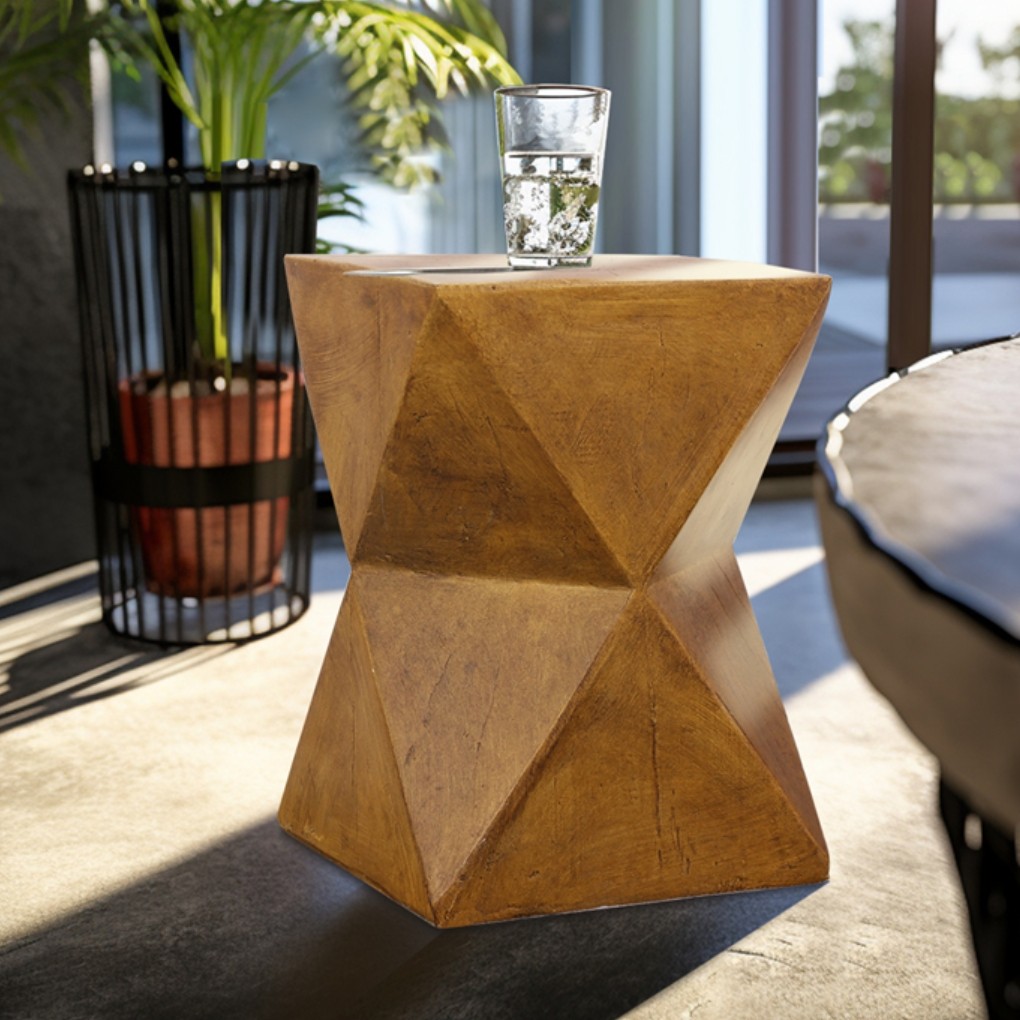 Unique Geometric Concrete Side Table Accent Table Garden Table Outdoor Furniture