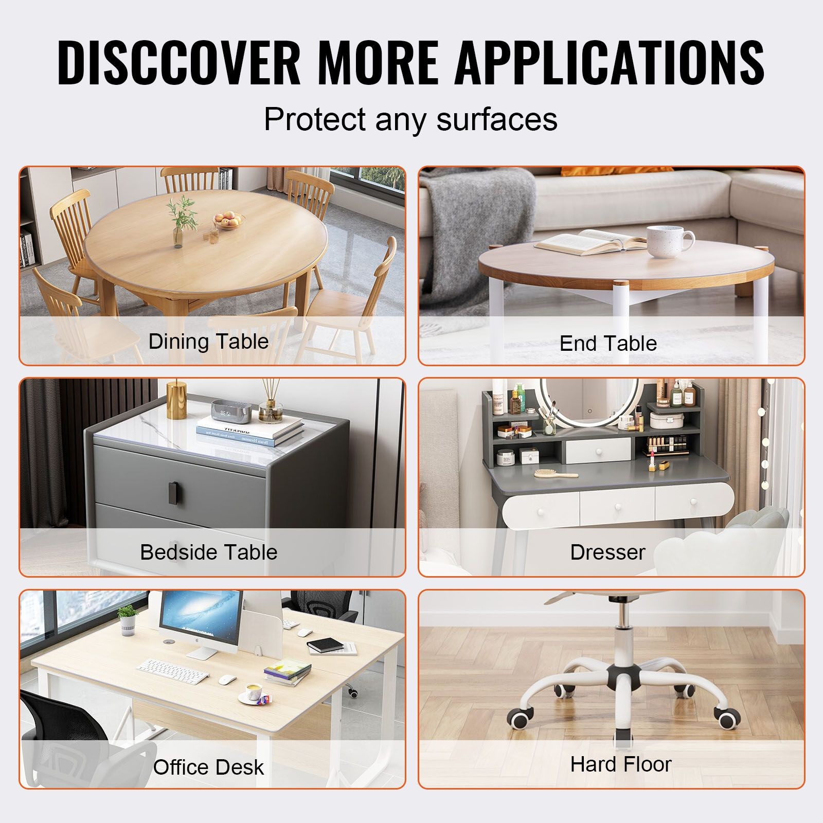 Clear Table Cover Protector, 48 inch/ 1230 mm Round Table Cover, 1.5 mm Thick