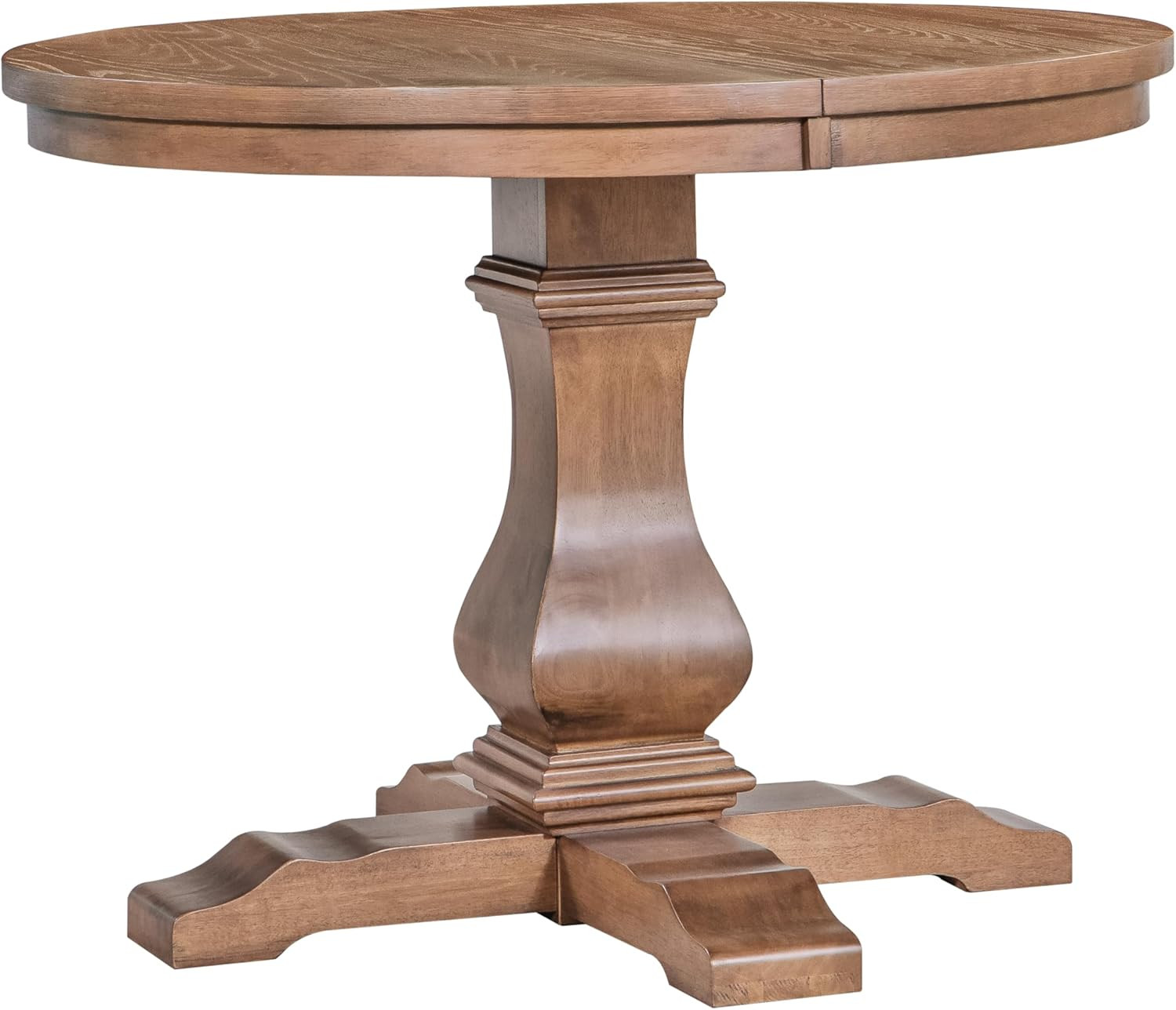 Rustic Expandable Pedestal Dining Table, 39″-57″, Farmhouse Style, Walnut