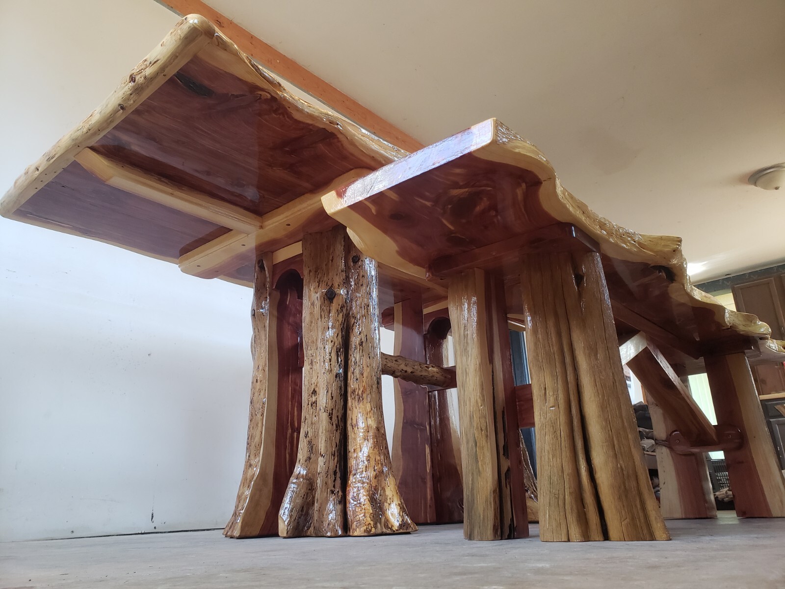 Live Edge Cedar Epoxy Table& bench