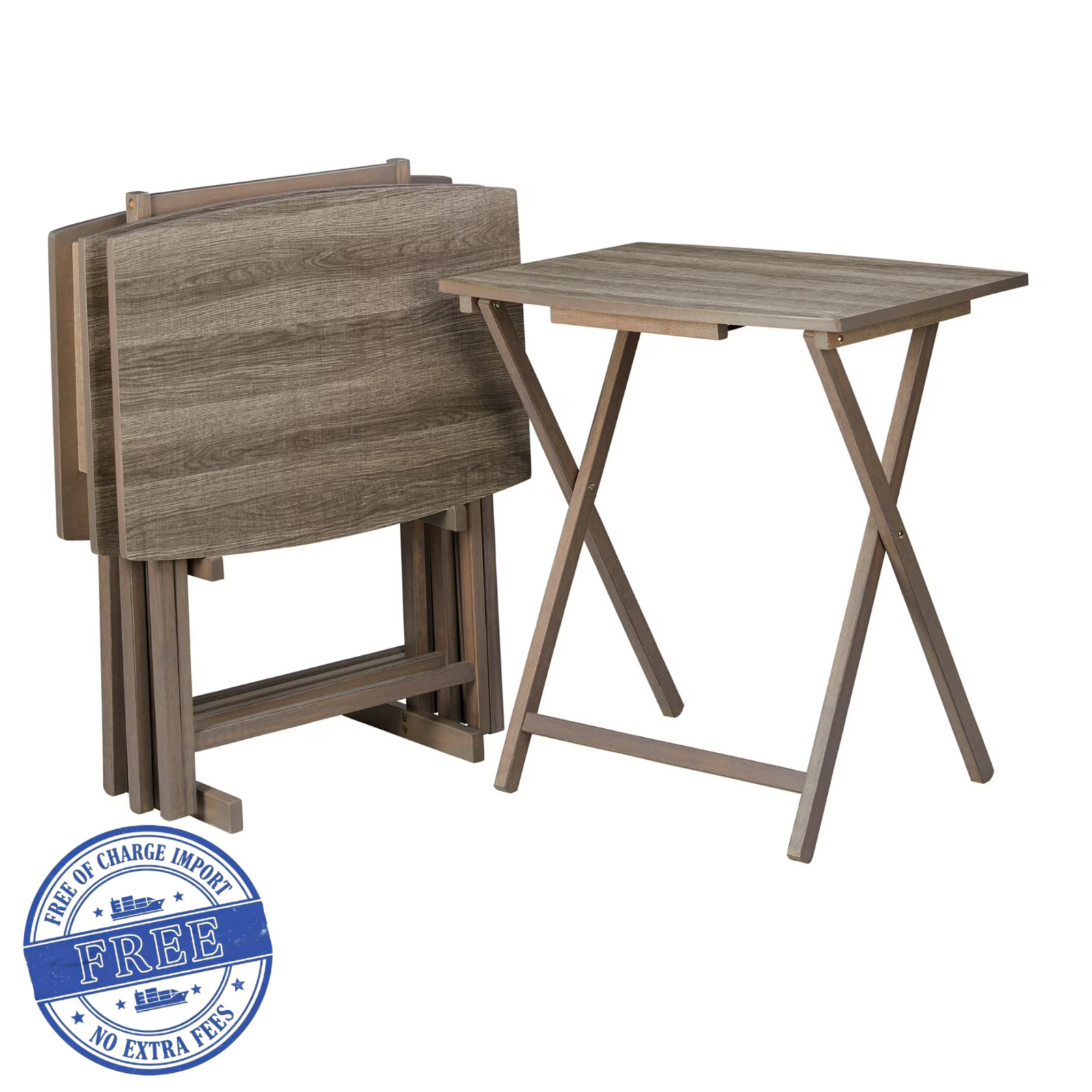 Mainstays Modern Indoor Folding XL Oversized Tray Table Set of 4 in Rustic Gray