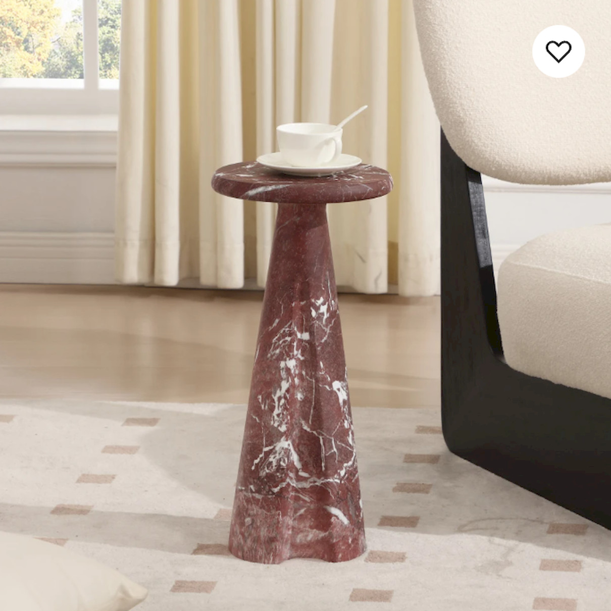 Daya Lane Lauren Cultured Marble Side Table – Red