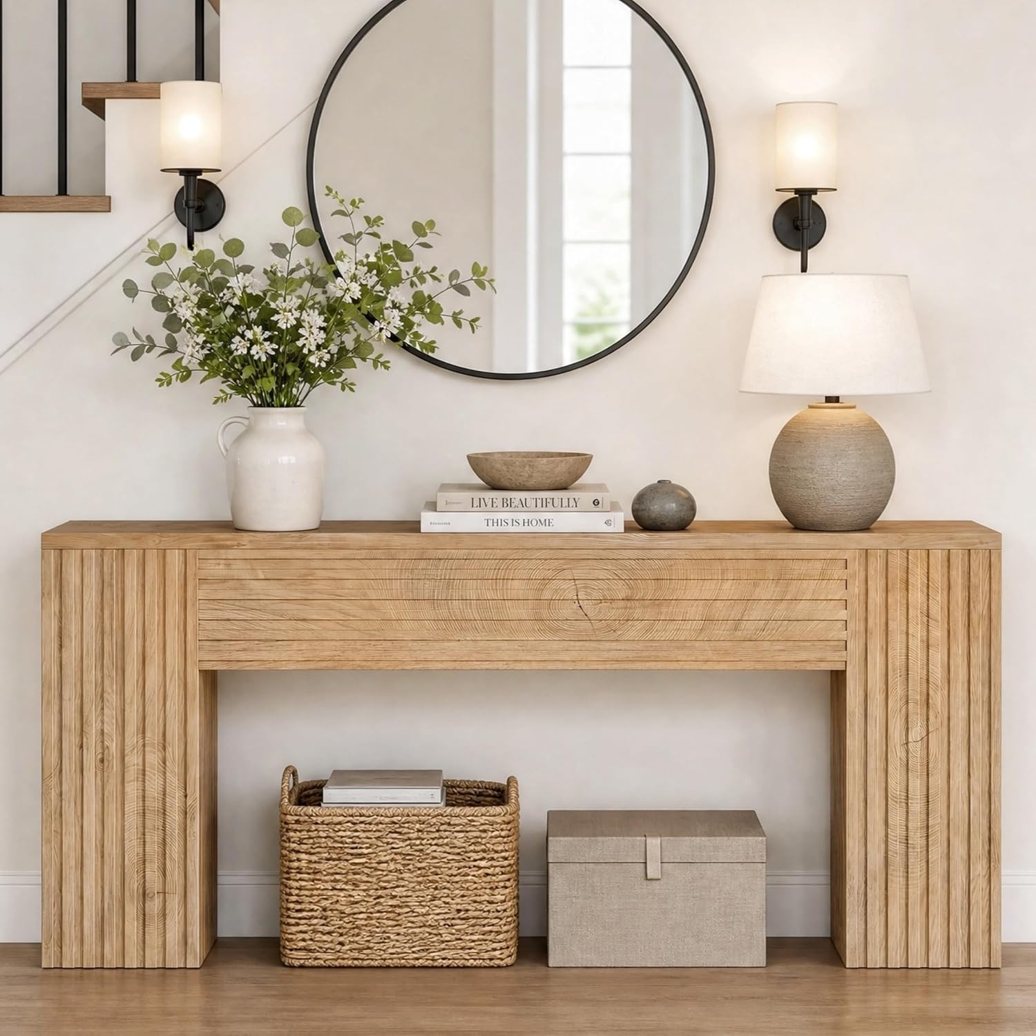 70.9″ Extra Long Console TableModern, Farmhouse Wood Sofa Table for Living Room