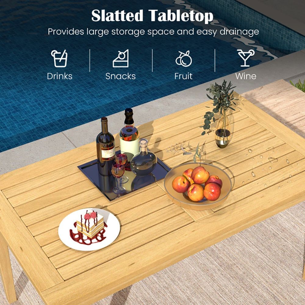 35.5in x 20in x 18in Teak Wood Slatted Outdoor Coffee Table 90lb