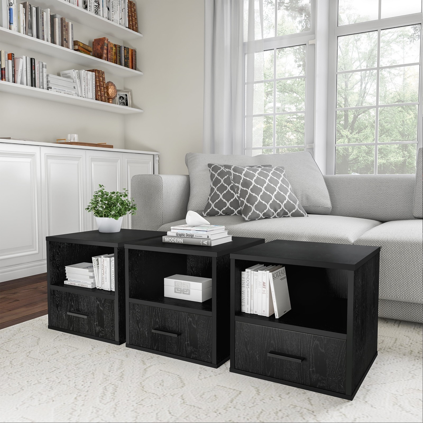 End Table Bedroom Living Room Office Black