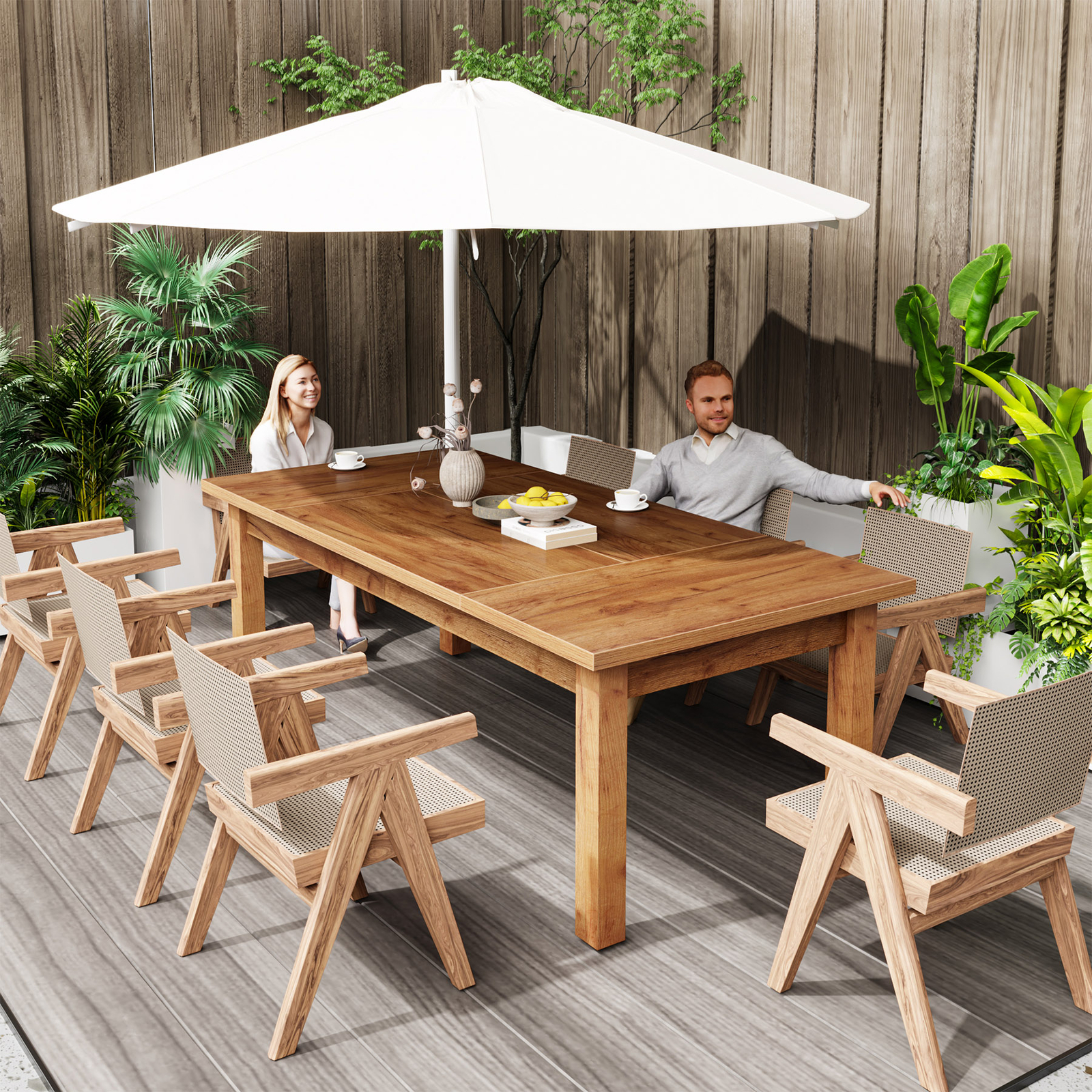 70.9” Rectangular Dining Table Large Wooden Kitchen Dinner Table for 6-8 People