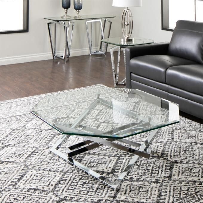 Tempered Octagon Glass table top – 3/8″ Thick – Double Bevel Polish Edge