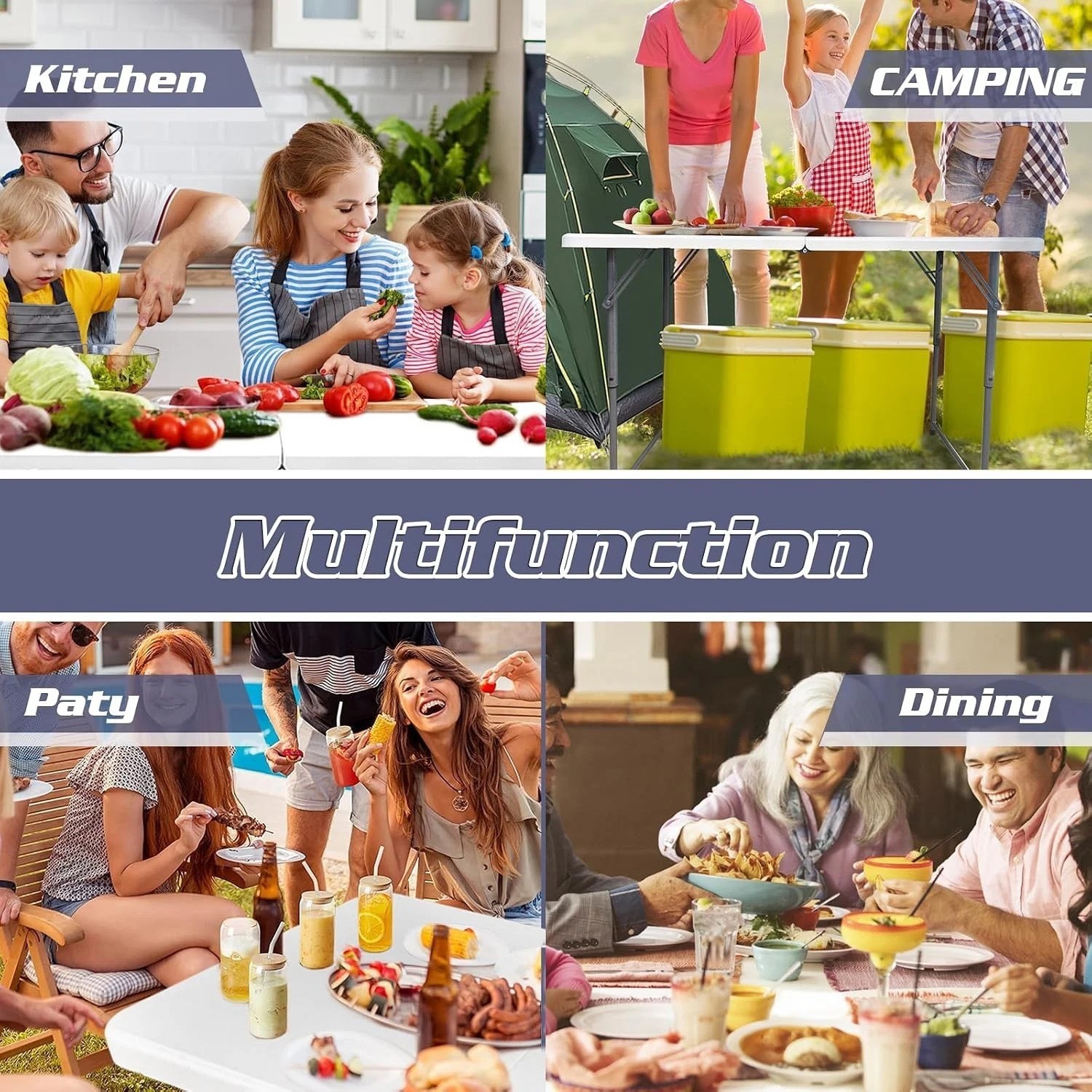 Portable 4FT Folding Table – Heavy-Duty White Utility Table for Outdoor Events