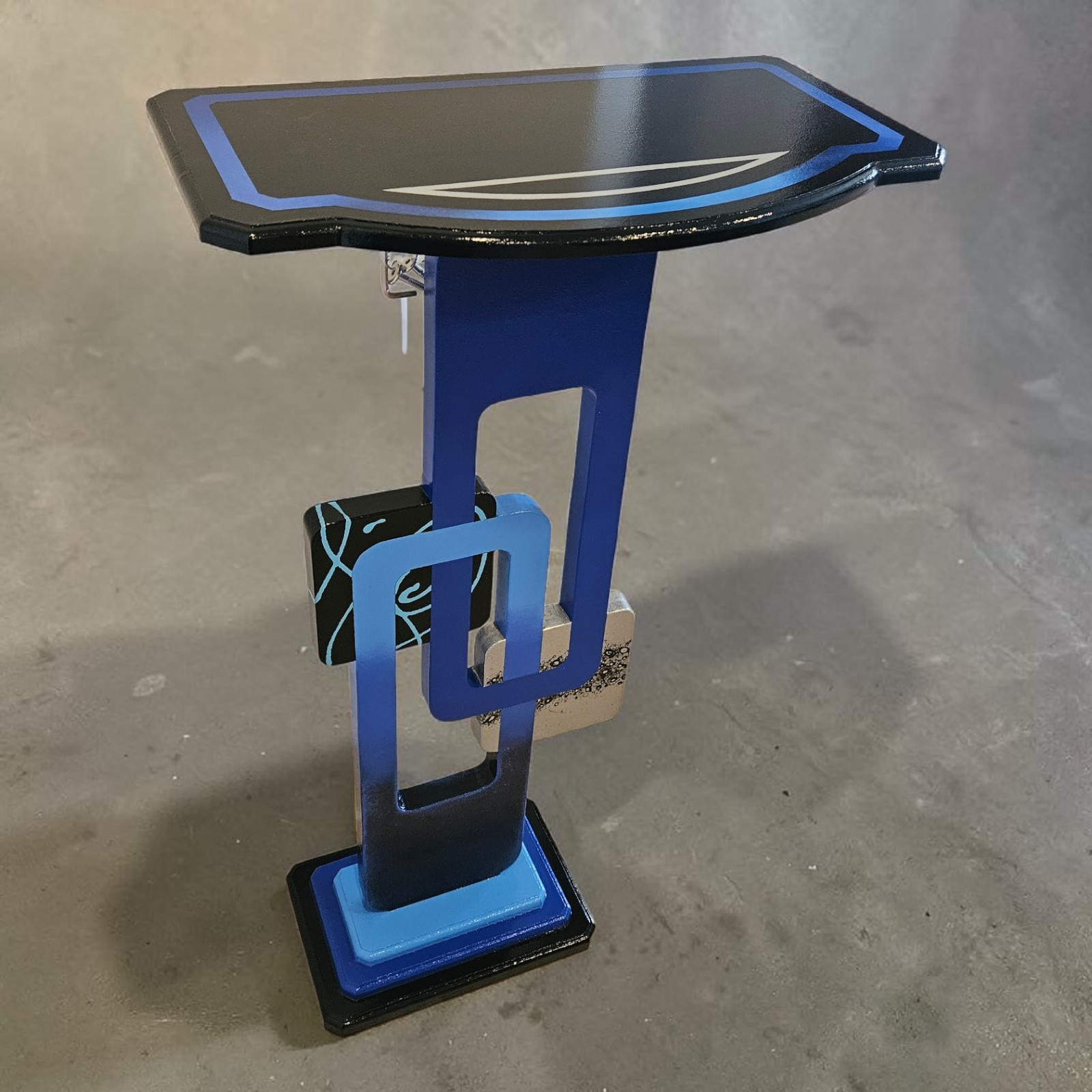 Cobalt Blue Abstract table, Contemporary modern accent end table, 30″ by Art69