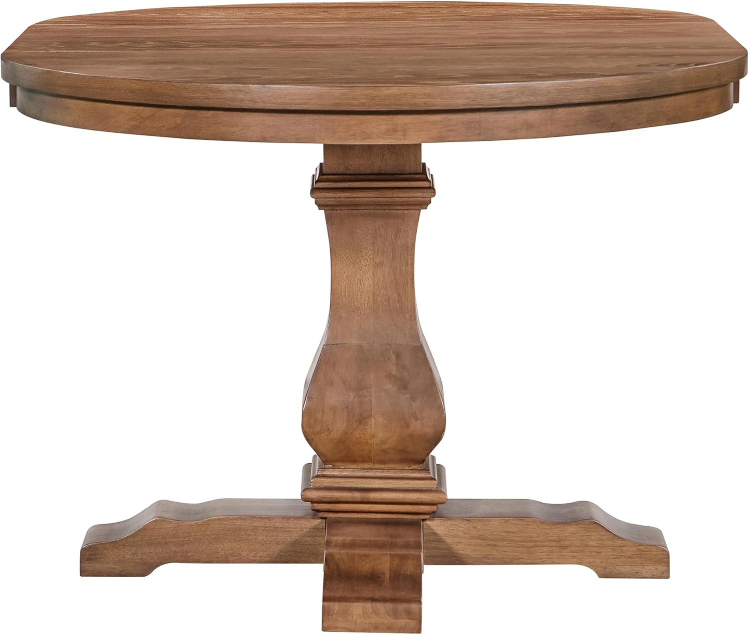 Rustic Expandable Pedestal Dining Table, 39″-57″, Farmhouse Style, Walnut