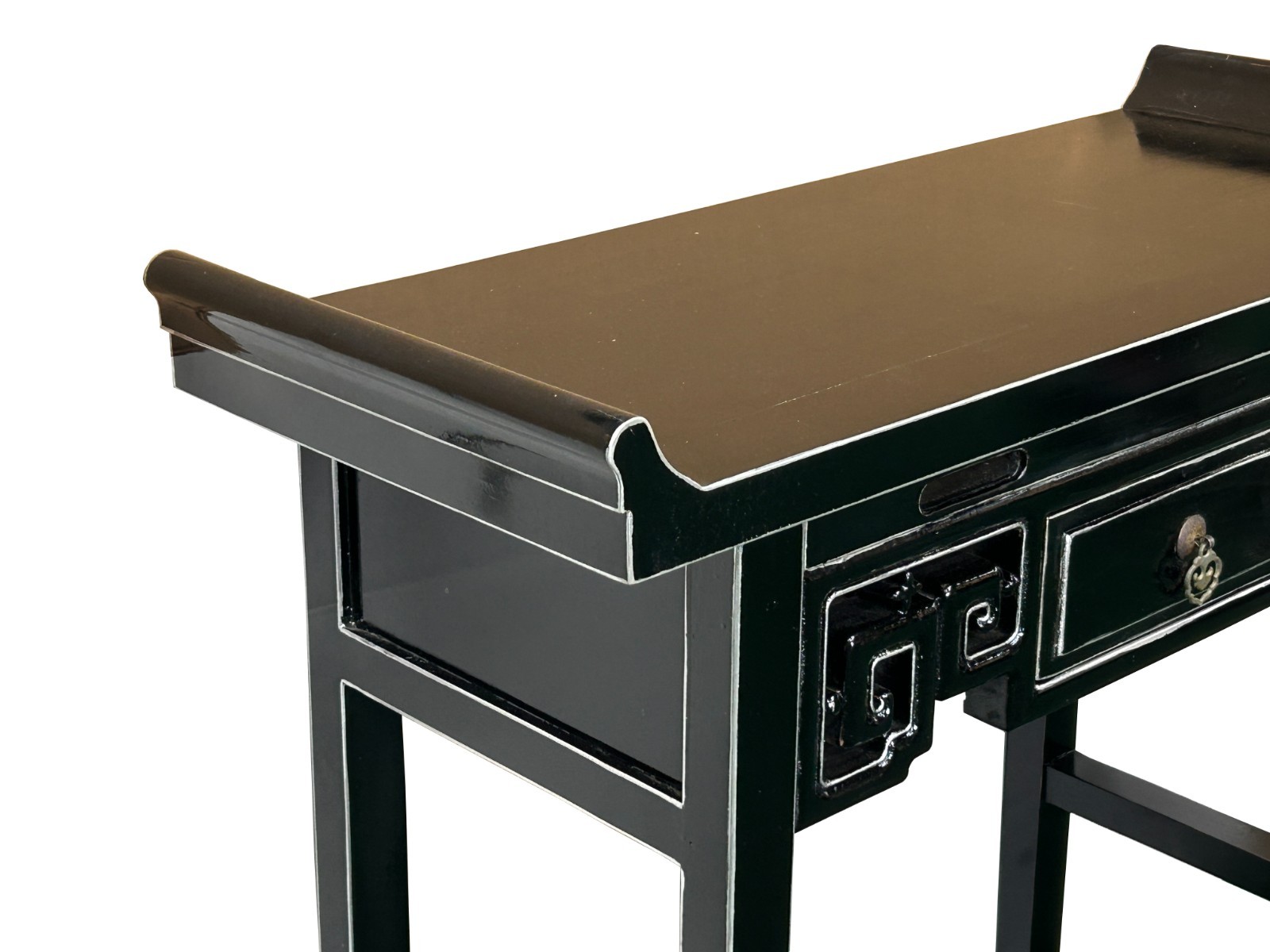 Chinese Black Lacquer Tall Shrine Offering Altar Console Table GB031