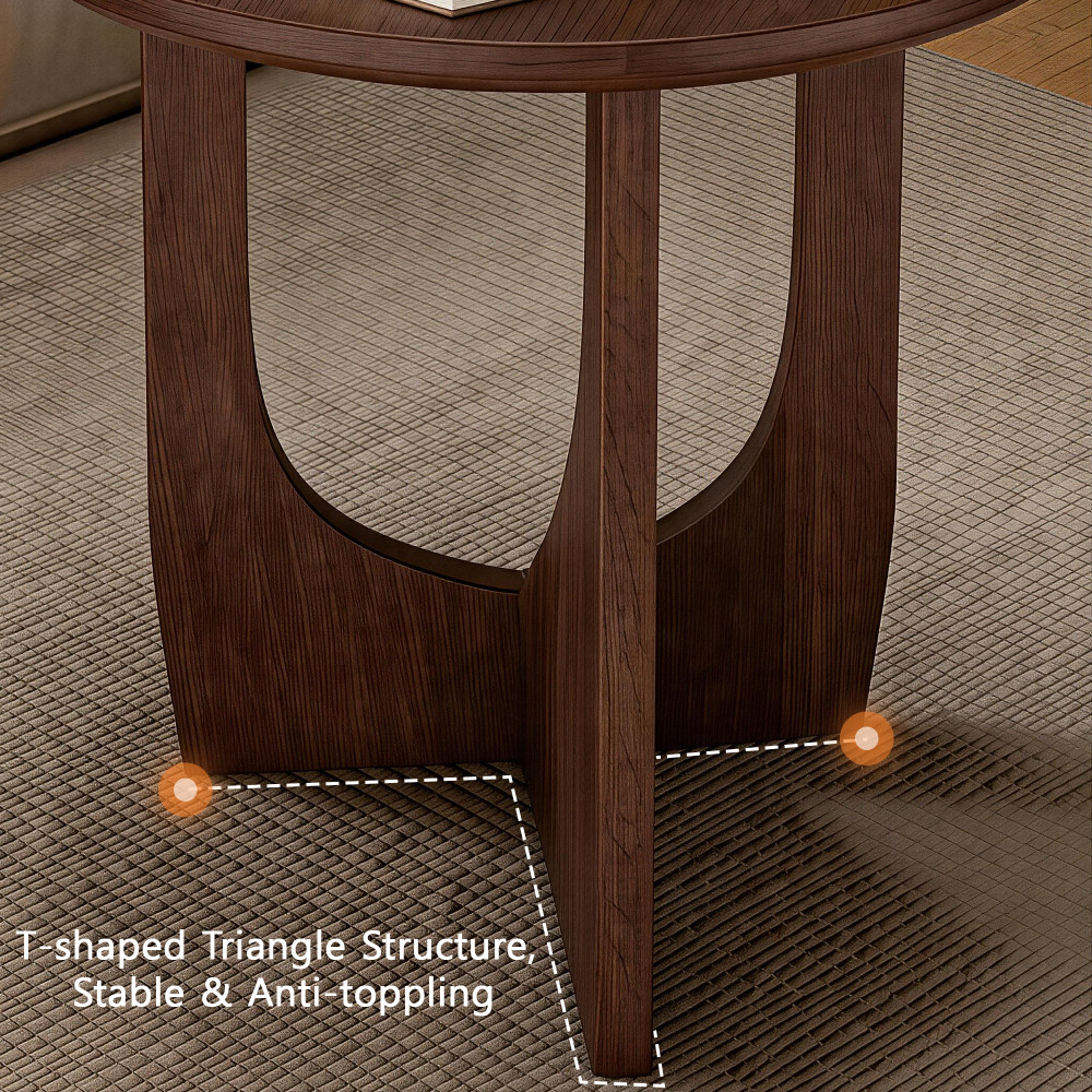 2-Piece Solid Wood Edge Table Set, Natural Wood, Minimalist Center Table