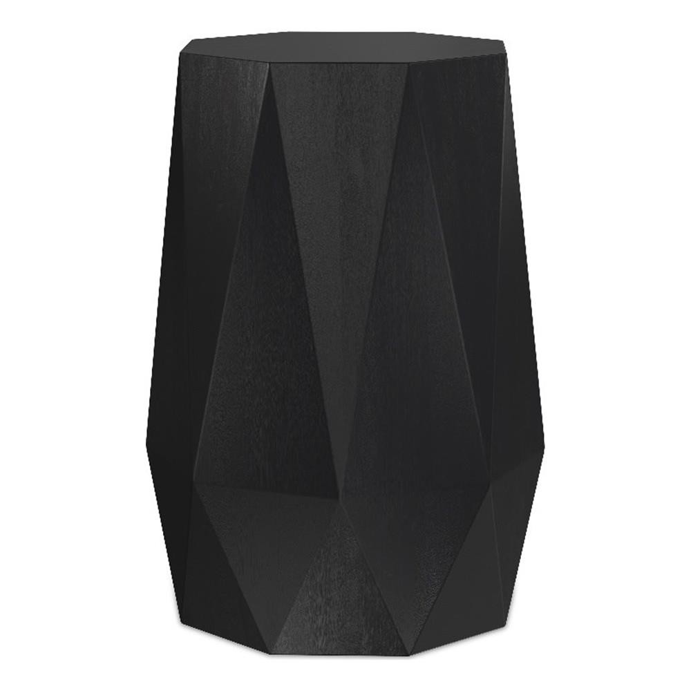 Kurt ACACIA WOOD 15″ Wide Polygon Side Table in Black & Fully Assembled