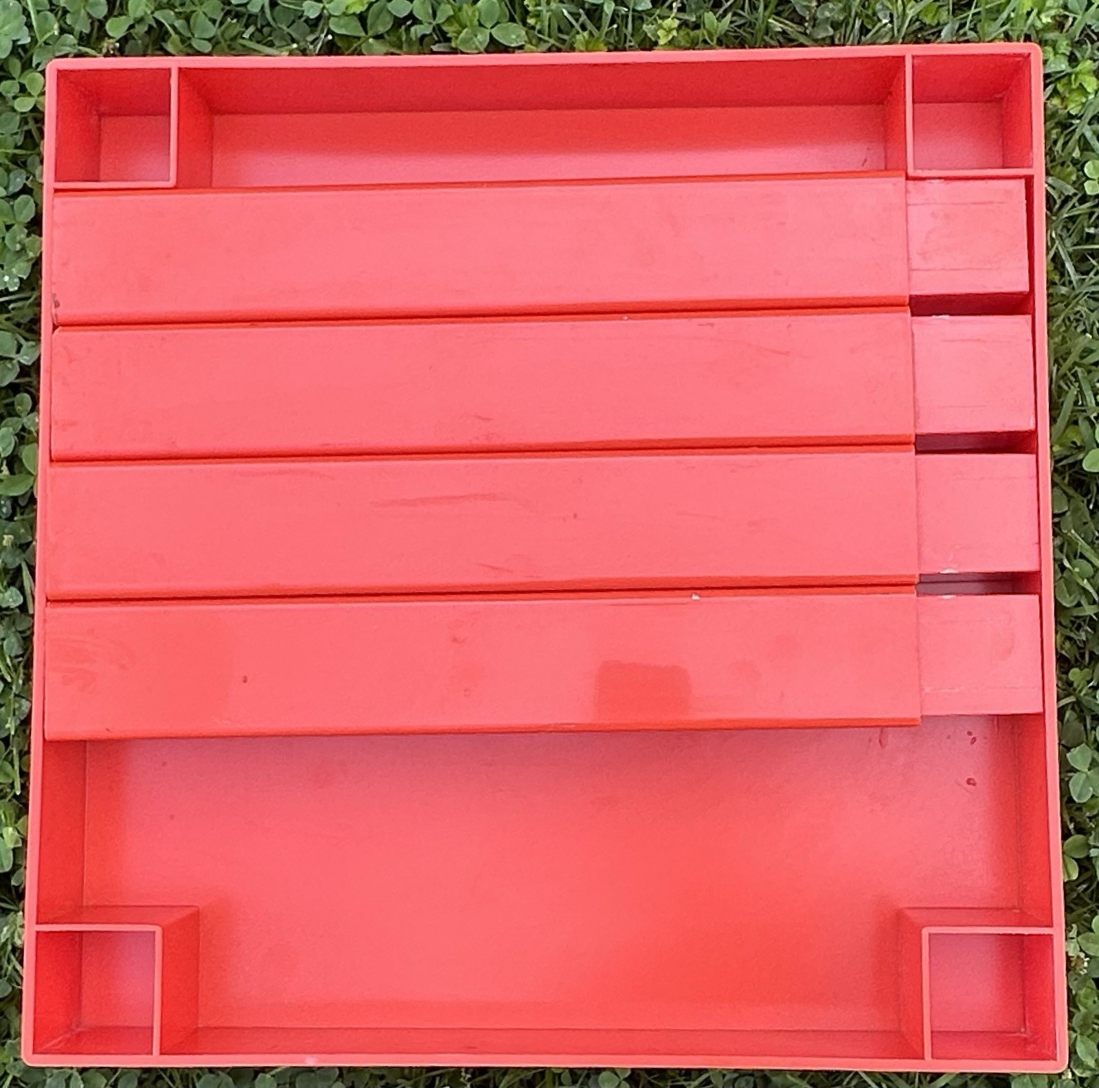 Parsons Plastic Table Kartell Style Red Orange Square Vintage Mid Century 16”
