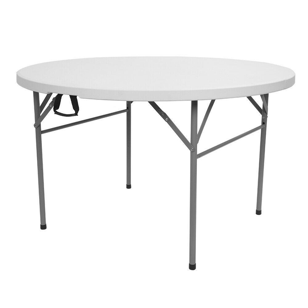 Outdoor Round Plastic Foldable Table 48-inch White Folding Utility Diner Table
