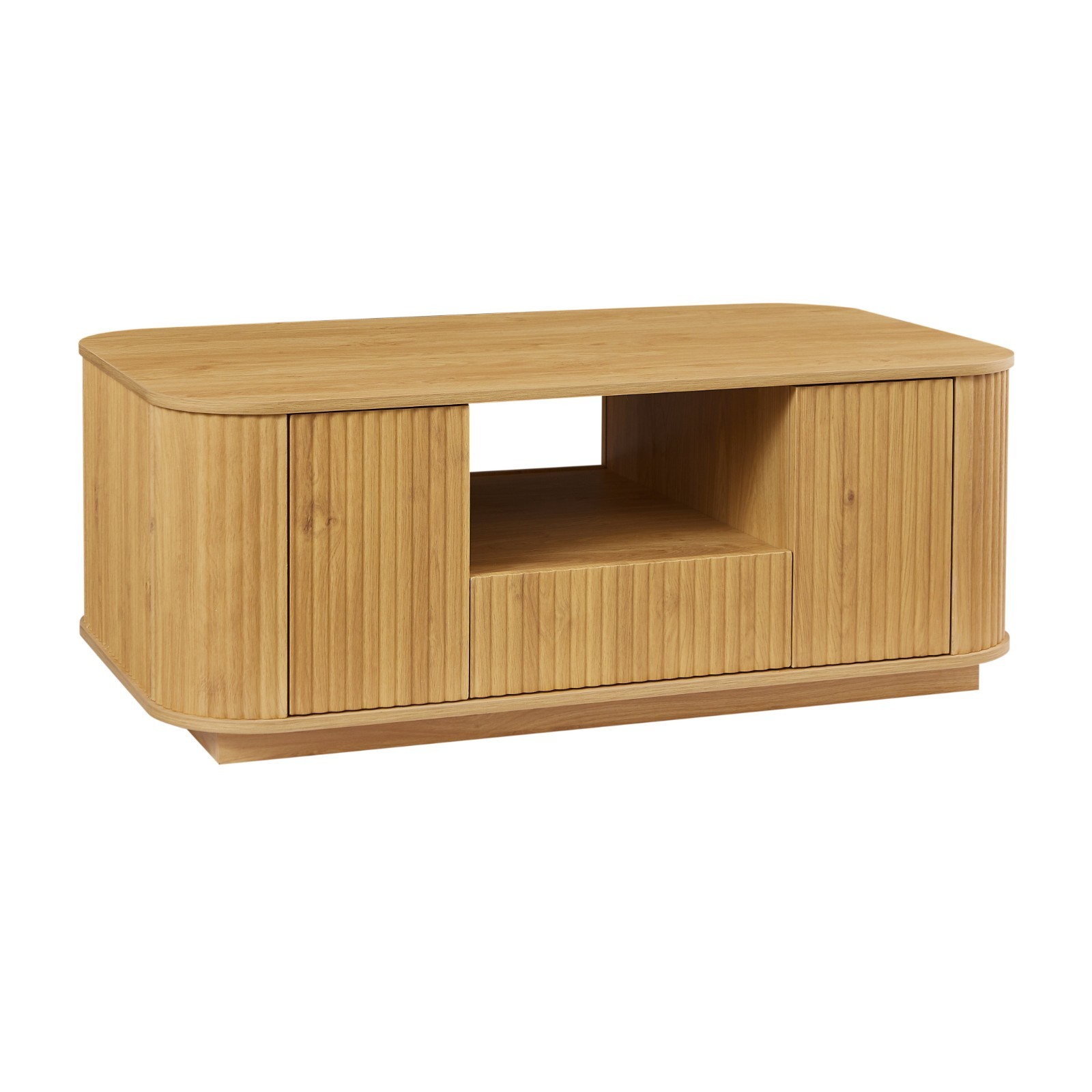 Modern Oval Coffee Table Center Table With Storage Drawers Doors For Living Room