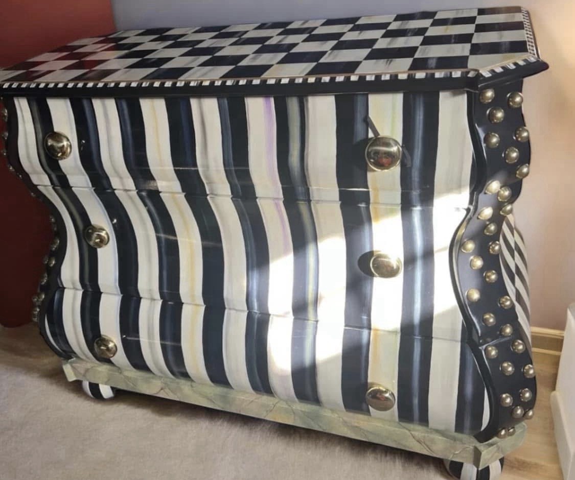 Mackenzie Childs Retired Courtly Stripe Bombay Made In Aurora New