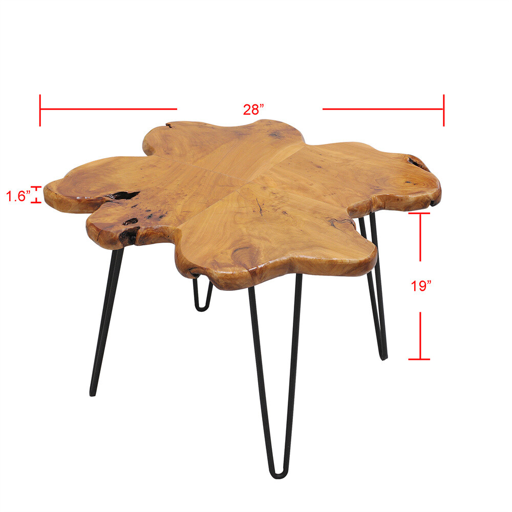 Greenage Natural Cedar Root Live Edge Coffee Table with Hairpin Legs Heavy Thick