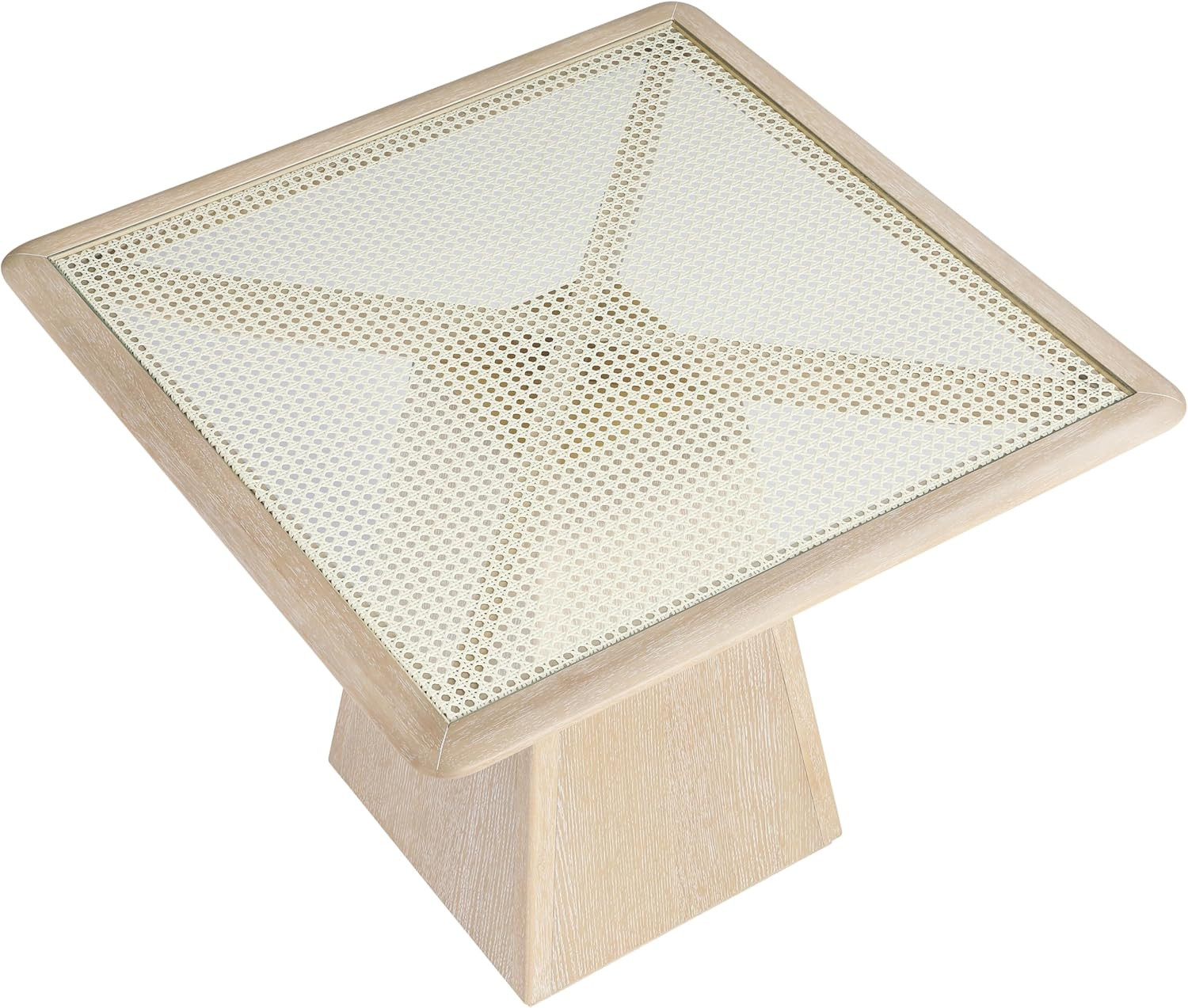 Art Deco 36″ Dining/Game Table with Glass Top & Rich Finish, Natural