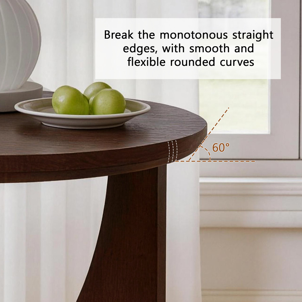 2-Piece Solid Wood Edge Table Set, Natural Wood, Minimalist Center Table