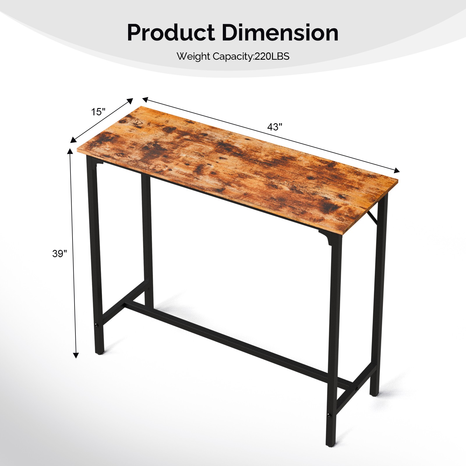 Durable MDF Top & Metal Frame, Ideal for Kitchen/Bar