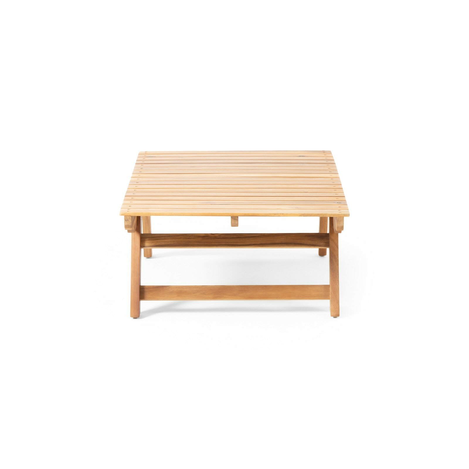 Outdoor Acacia Wood Slat Panel Coffee Table, Teak