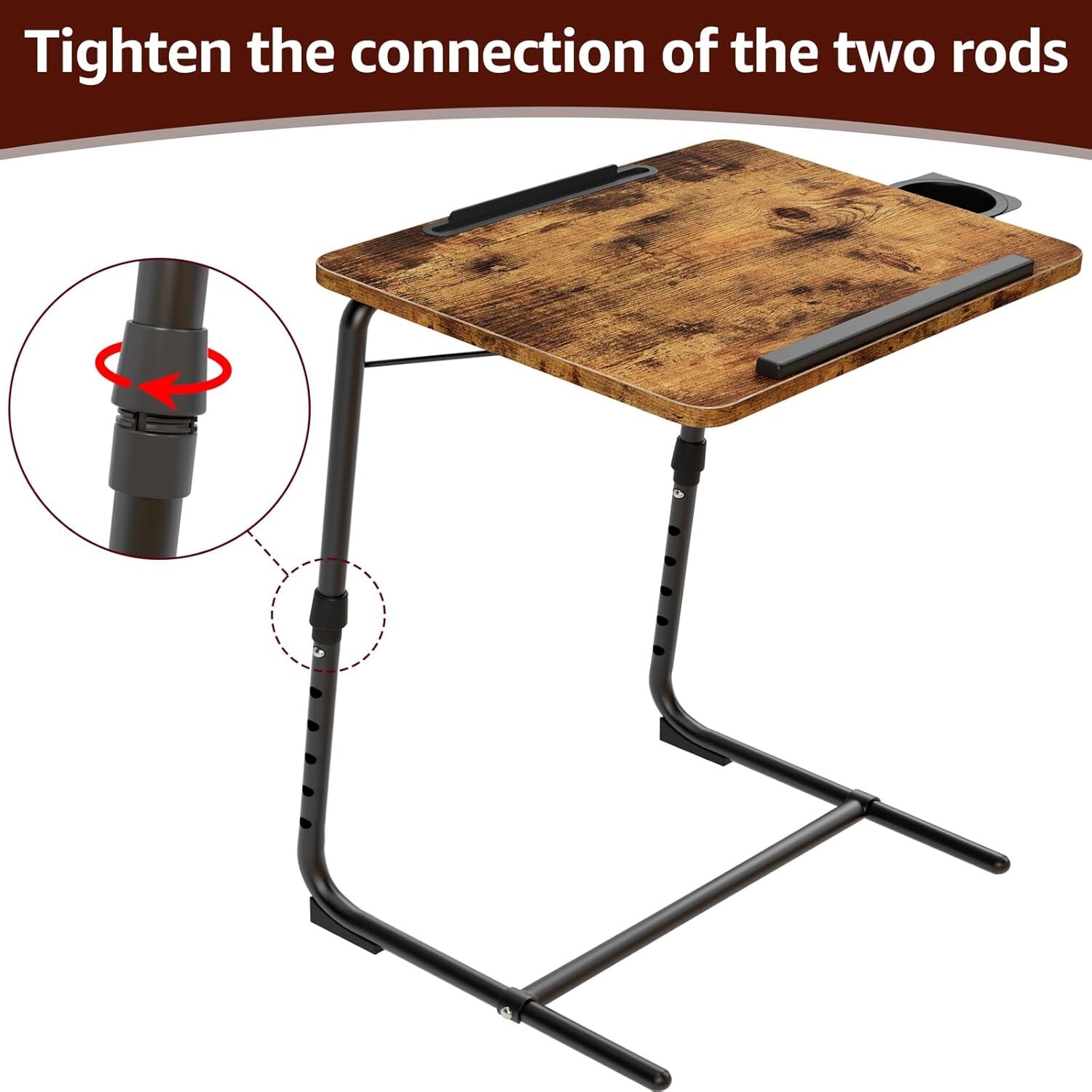 Folding TV Tray Adjustable Dinner – Trays for Eating On Couch Wooden Tables Mate