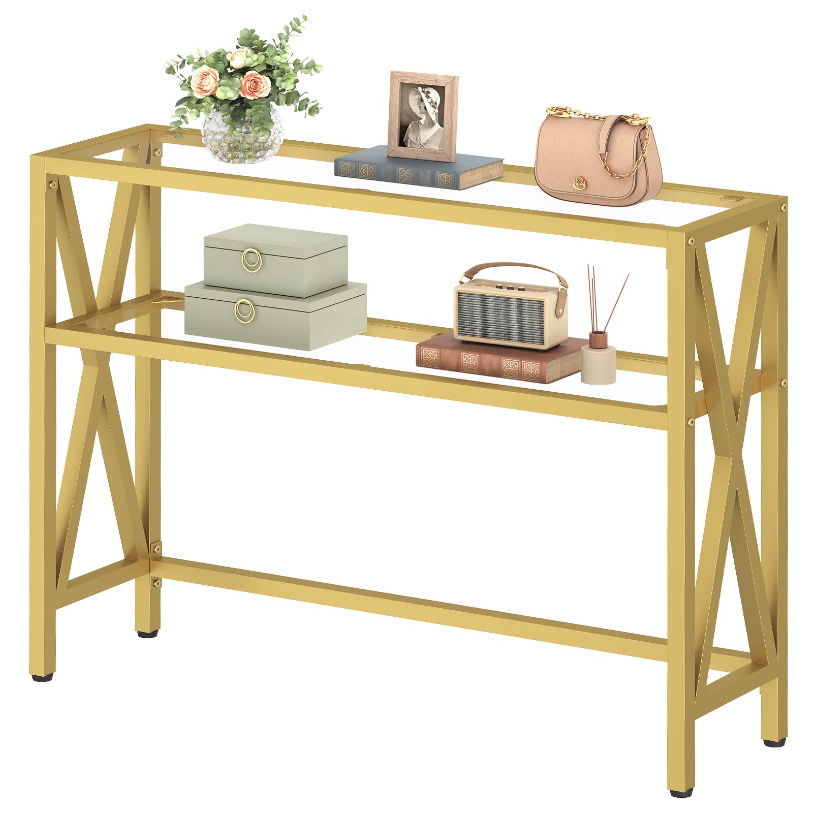 Console Table Sofa Table Side Table Entryway Table Gold 39.4”L x 9.8”W x 31.5”H