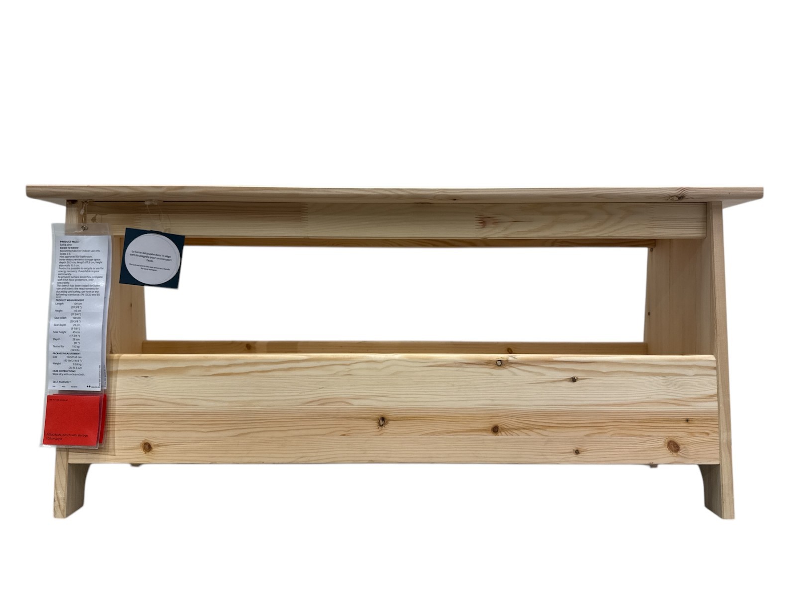 New IKEA PERJOHAN Bench with Storage in Pine 100 cm (39 ⅜ “) 604.853.39