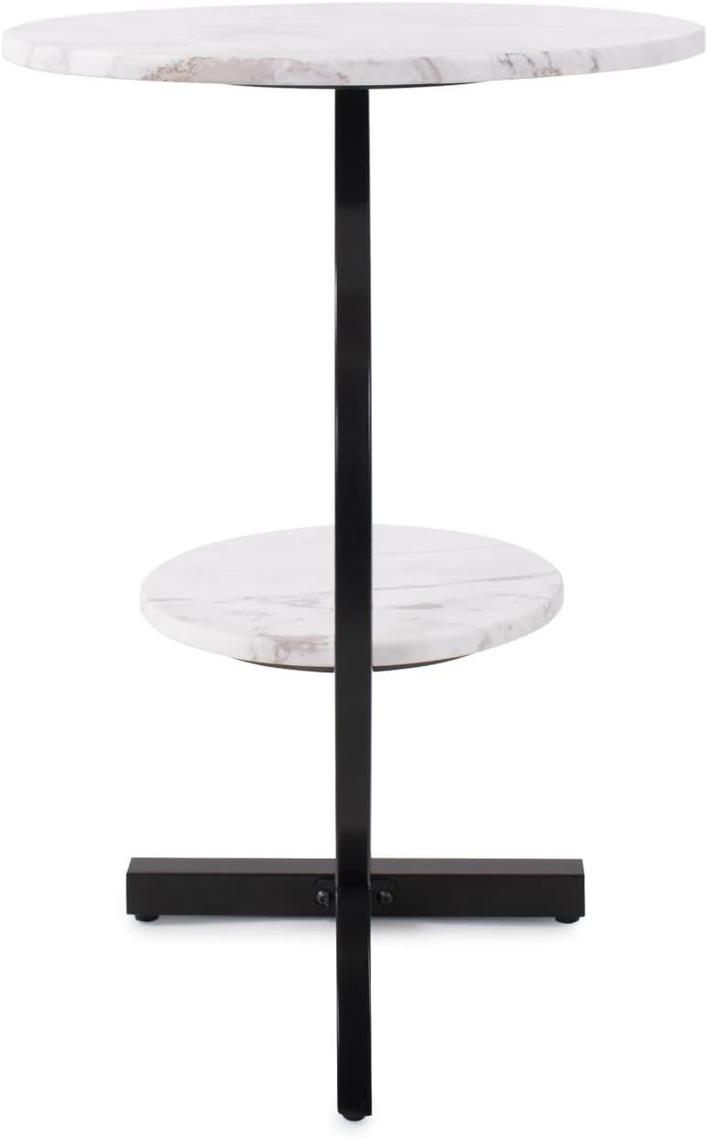 Tobin Round White Drink Table – Stylish Accent for Any Room