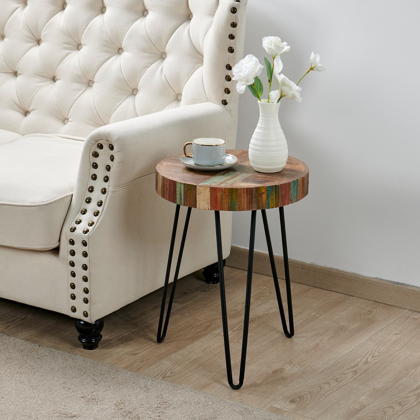Greenage End Table Sofa Side Table Reclaimed Wood Living Room Bedroom Furniture
