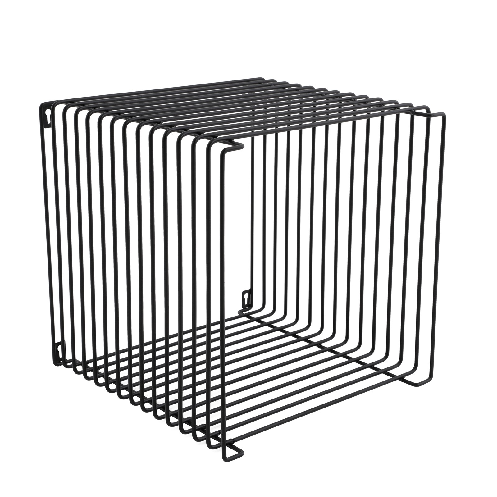 Black Square Side Table Wall or Floor Mount Geometric Retro Metal End Table