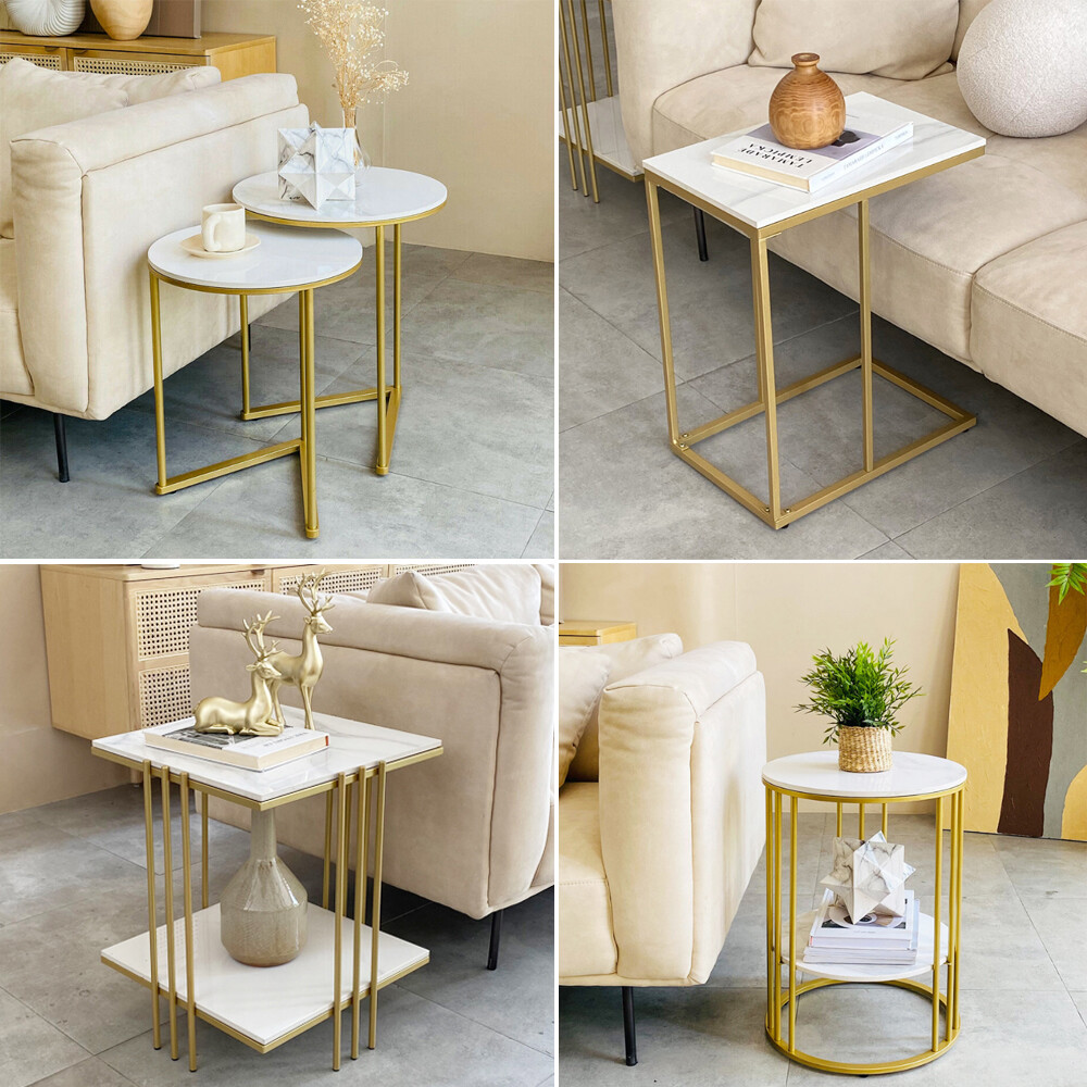 8 Design Marble End Table Sofa Beside Small Coffee Table Round, Square,Rectangle