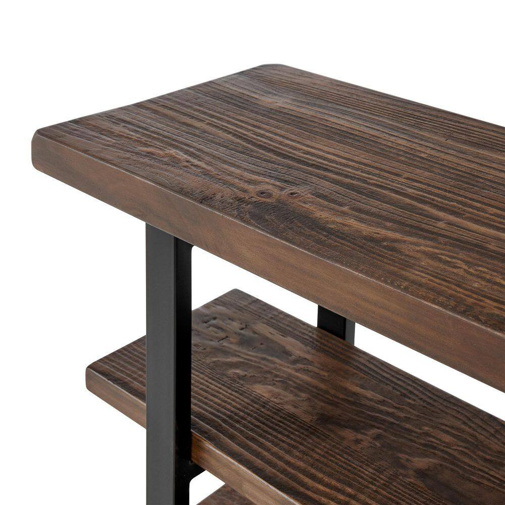 Pomona 48 In. Rustic Natural/Black Standard Rectangle Wood Console Table with St