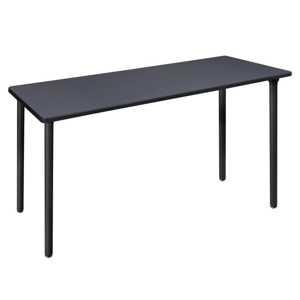 Kee 60 in X 24 In. Grey Top Folding Training Seminar Table Desk, Black Legs