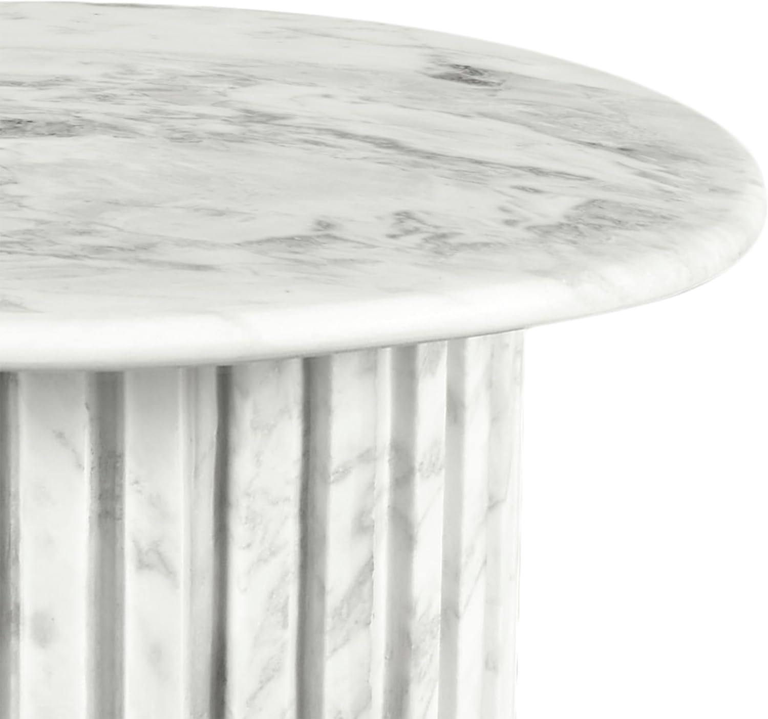 Art Deco White Marble End Table with Grey Veining – Genoa Collection 18