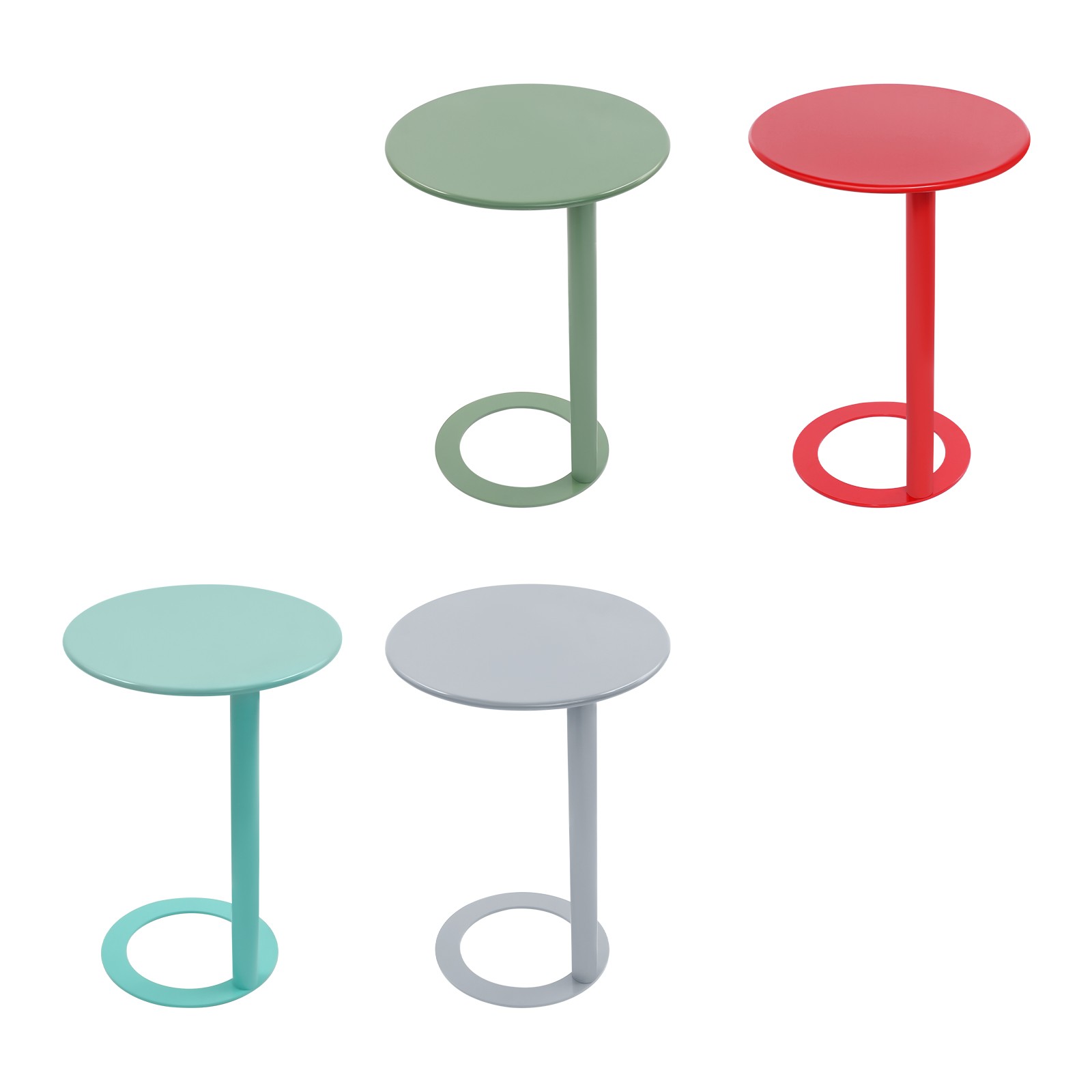 C-Shaped Round Side Table, C-Shaped Coffee Table, C-Shaped Side Table With O-Sha