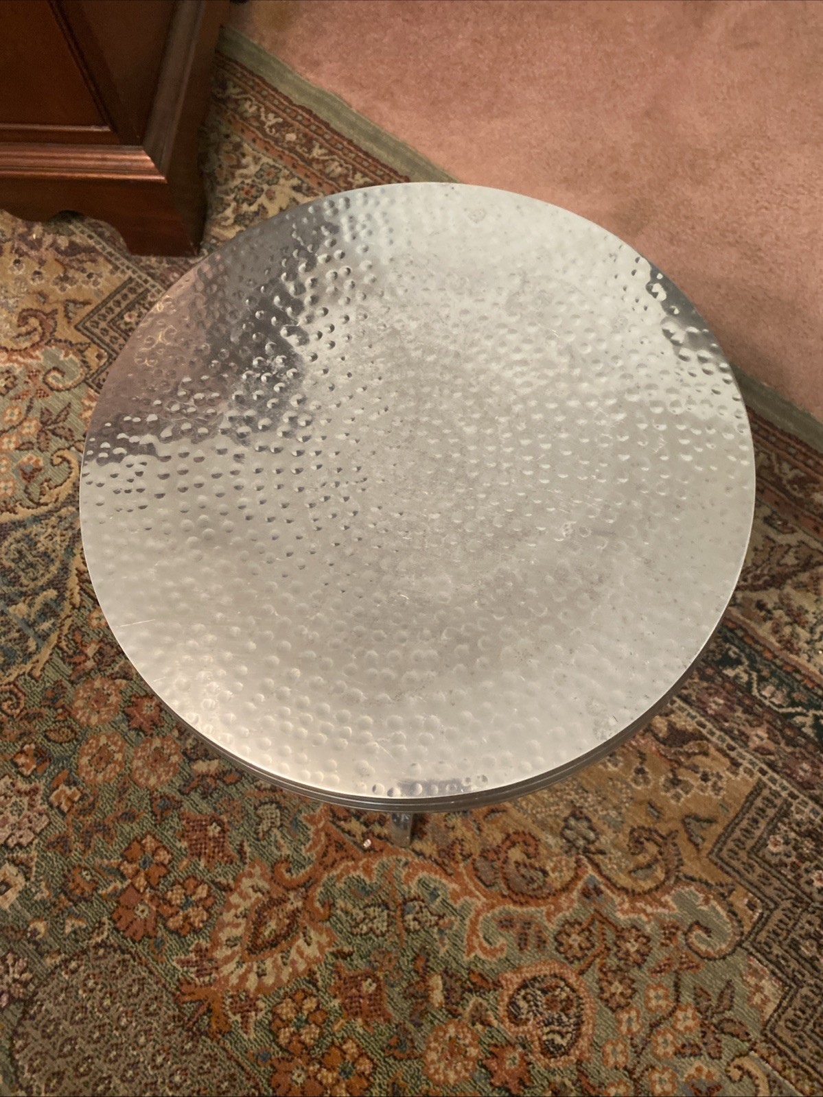 Modern Sculptural Aluminum Pedestal End Table Contemporary Designer 17.5” India