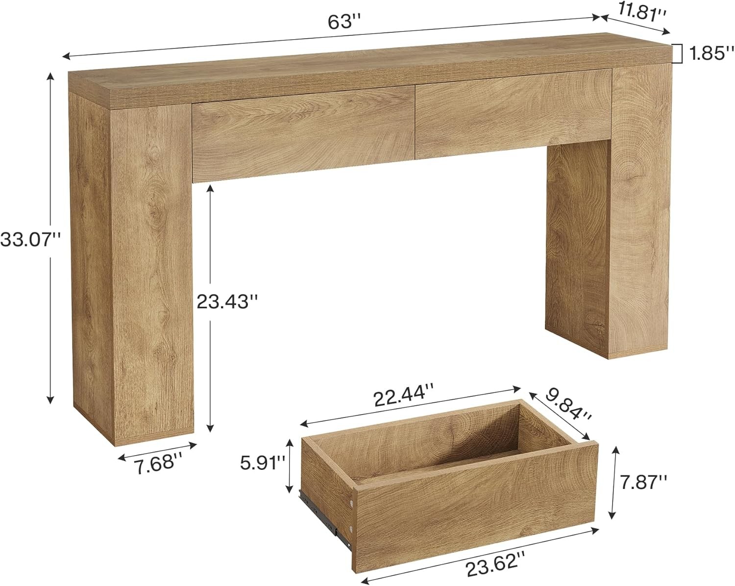 63-Inch Console Table with 2 Drawers, Wooden Entryway Table for Entrance,Hallway