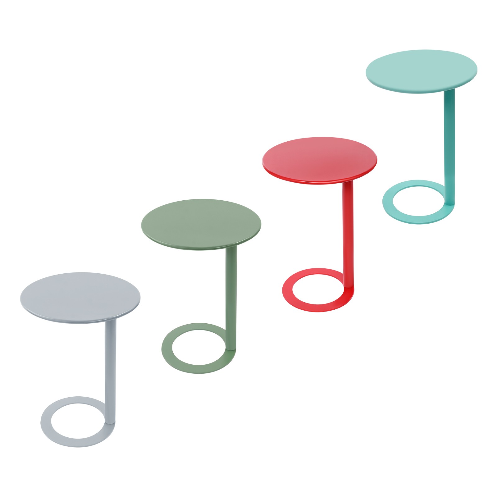 C-Shaped Round Side Table, C-Shaped Coffee Table, C-Shaped Side Table With O-Sha
