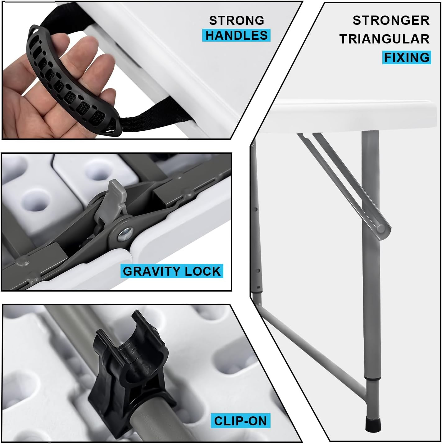 4FT Adjustable Heavy Duty Folding Table – Portable White Table for Camping & Par