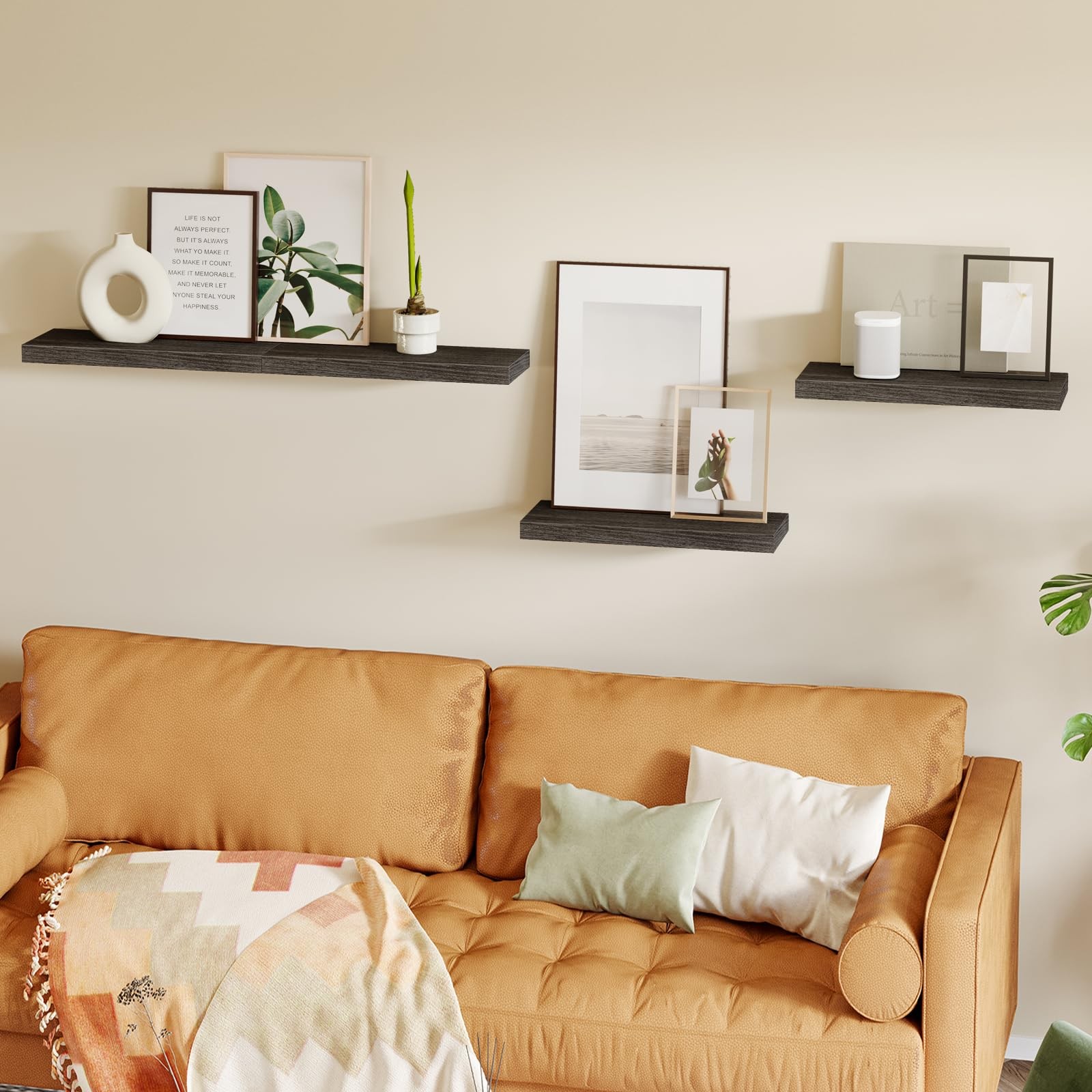 Fixwal 15.8in Floating Shelves, 15.8 Inches X 5.5 X 1.2 Inches, Grey