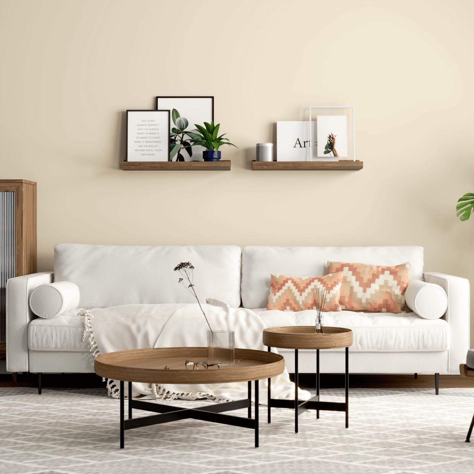 Boswillon Floating Shelves for Wall, Wall Mounted Set 15.7 In, Brown