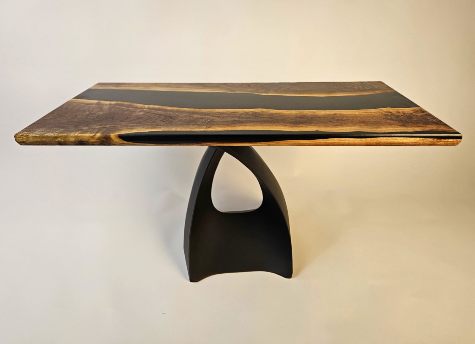 Black Walnut Epoxy Coffee Table | Live Edge River Table | Modern Metal Base