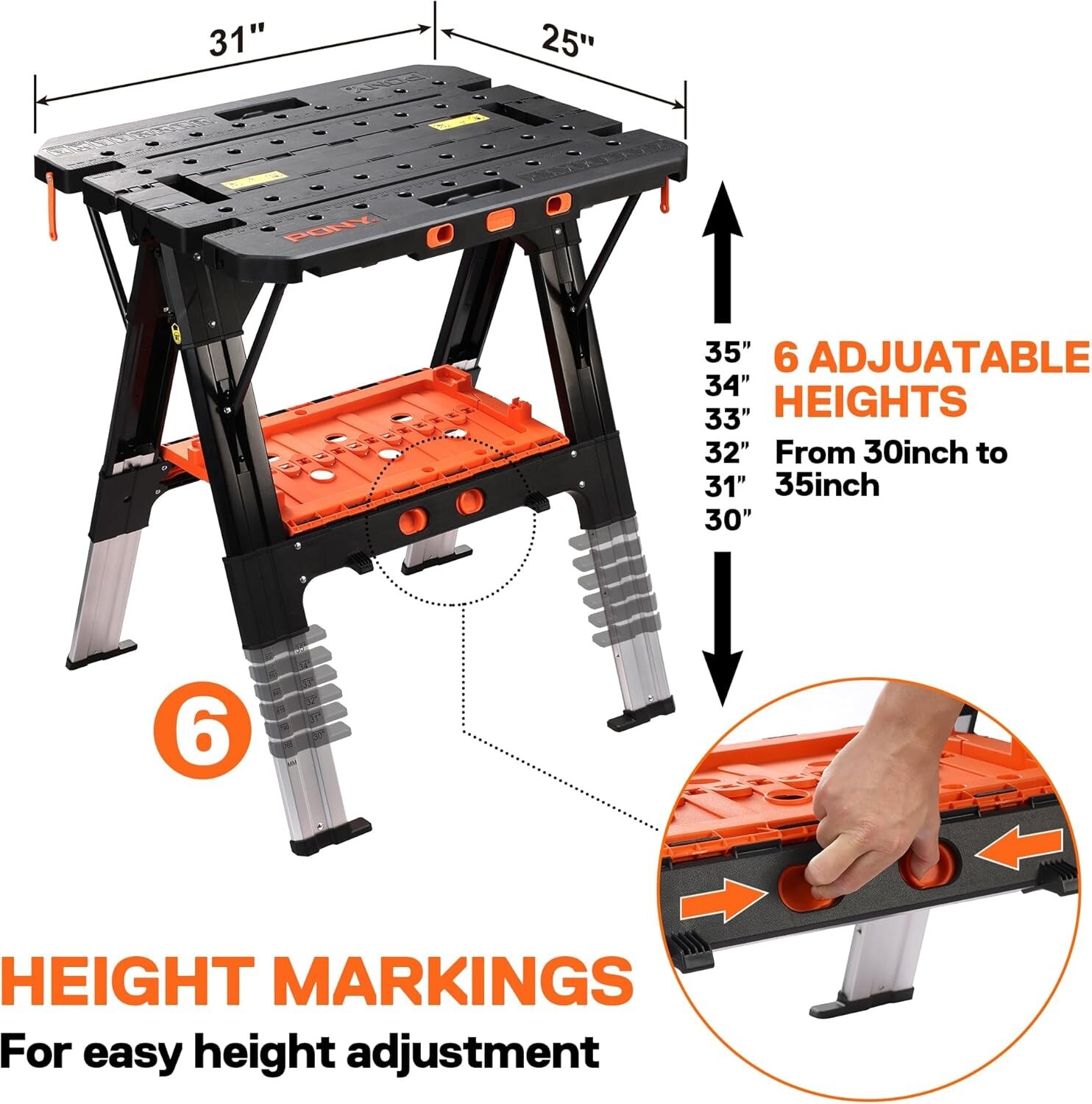 Portable Folding 2-in-1 Workbench & Sawhorse – Lightweight & Multifunctional