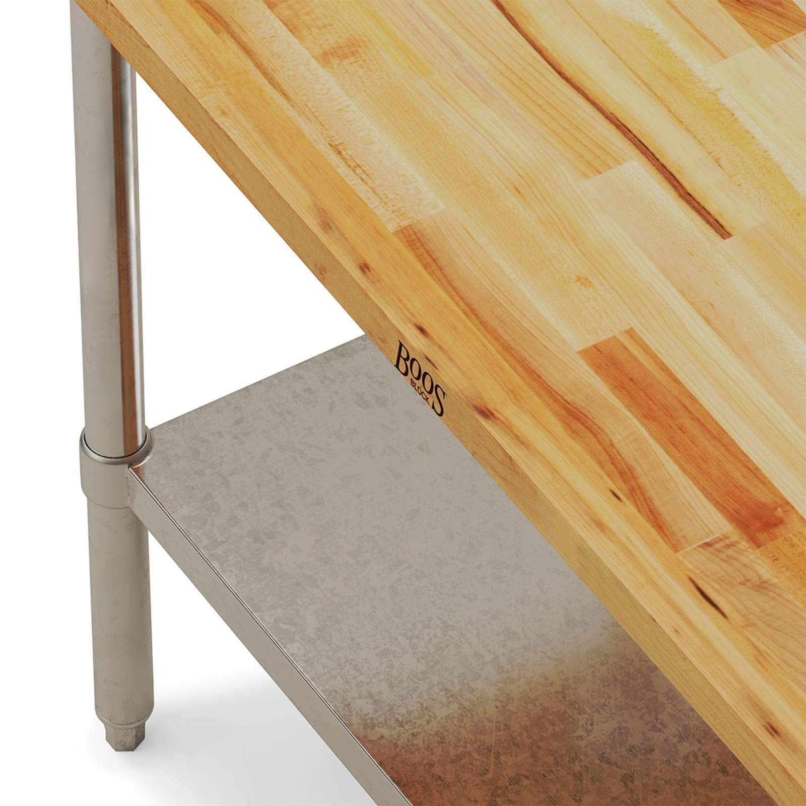 Maple Wood Work Table 48″x24″ – 1.5″ Thick Kitchen Station, Steel Base & Adjusta